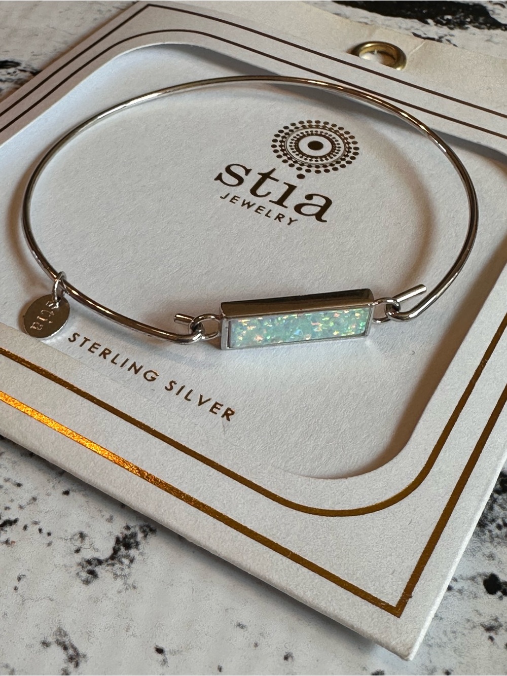 Stia Jewelry Sterling Silver White Opal Bar Wire Bracelet